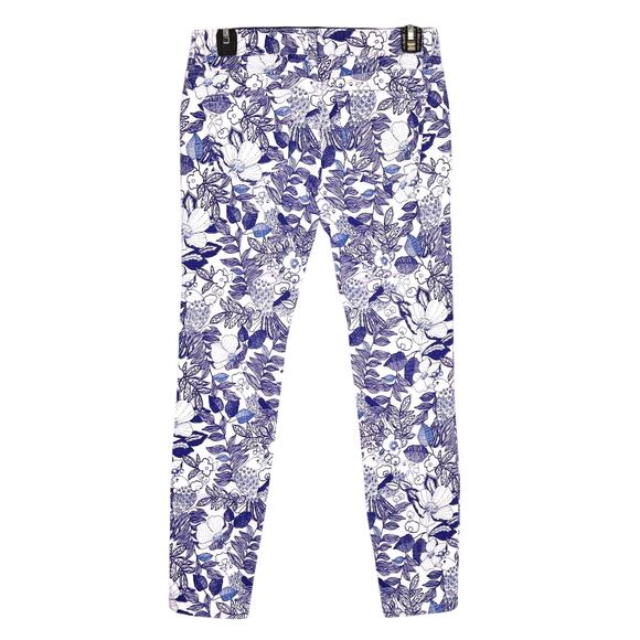 Vineyard Vines Jeans Womens 2 White Blue Floral Stretch Denim Crop Skinny Cordia - Picture 2 of 11